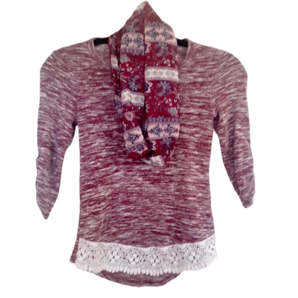 Jenna and Jessie Blouse With Scarf Purple Size Small